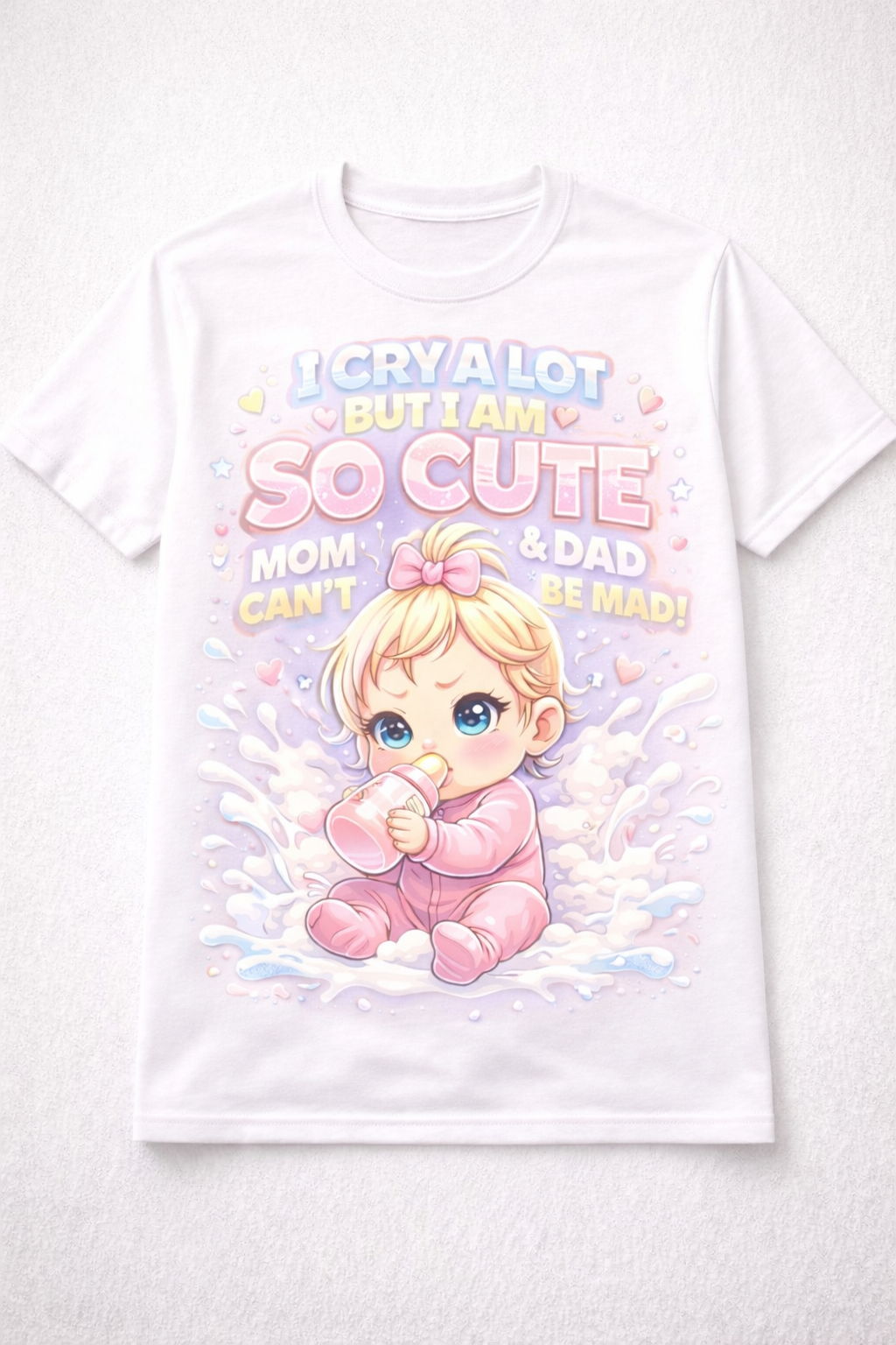 UZA Wear “So Cute” Baby Girl Tee (White)